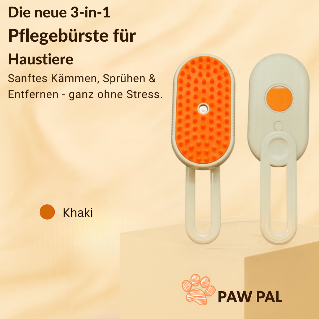 3 - in - 1 Elektrische Dampfpflegebürste für Katzen & Hunde von Paw Pal – Hochwertige Tierpflege für Hunde & Katzen | Sanftes Bürsten, Entwirren & Fellglanz