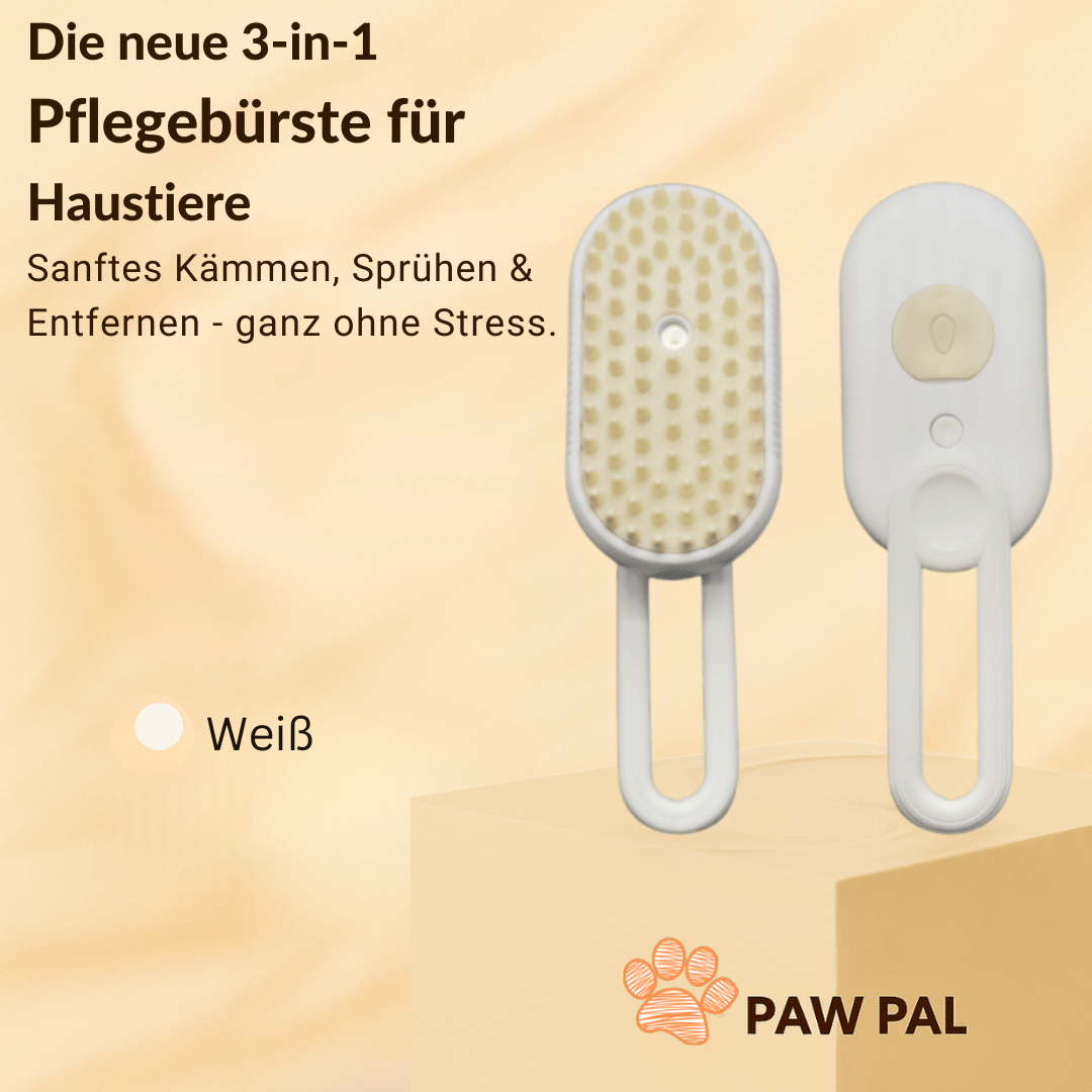 3 - in - 1 Elektrische Dampfpflegebürste für Katzen & Hunde von Paw Pal – Hochwertige Tierpflege für Hunde & Katzen | Sanftes Bürsten, Entwirren & Fellglanz