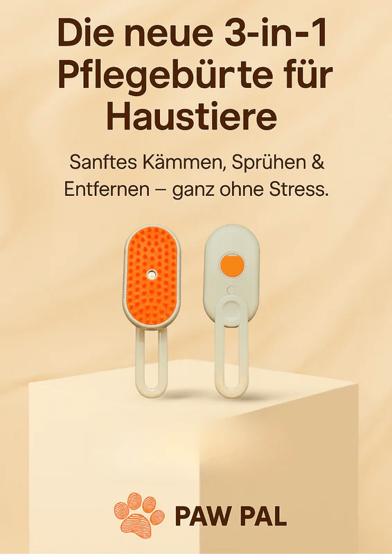 3 - in - 1 Elektrische Dampfpflegebürste für Katzen & Hunde von Paw Pal – Hochwertige Tierpflege für Hunde & Katzen | Sanftes Bürsten, Entwirren & Fellglanz