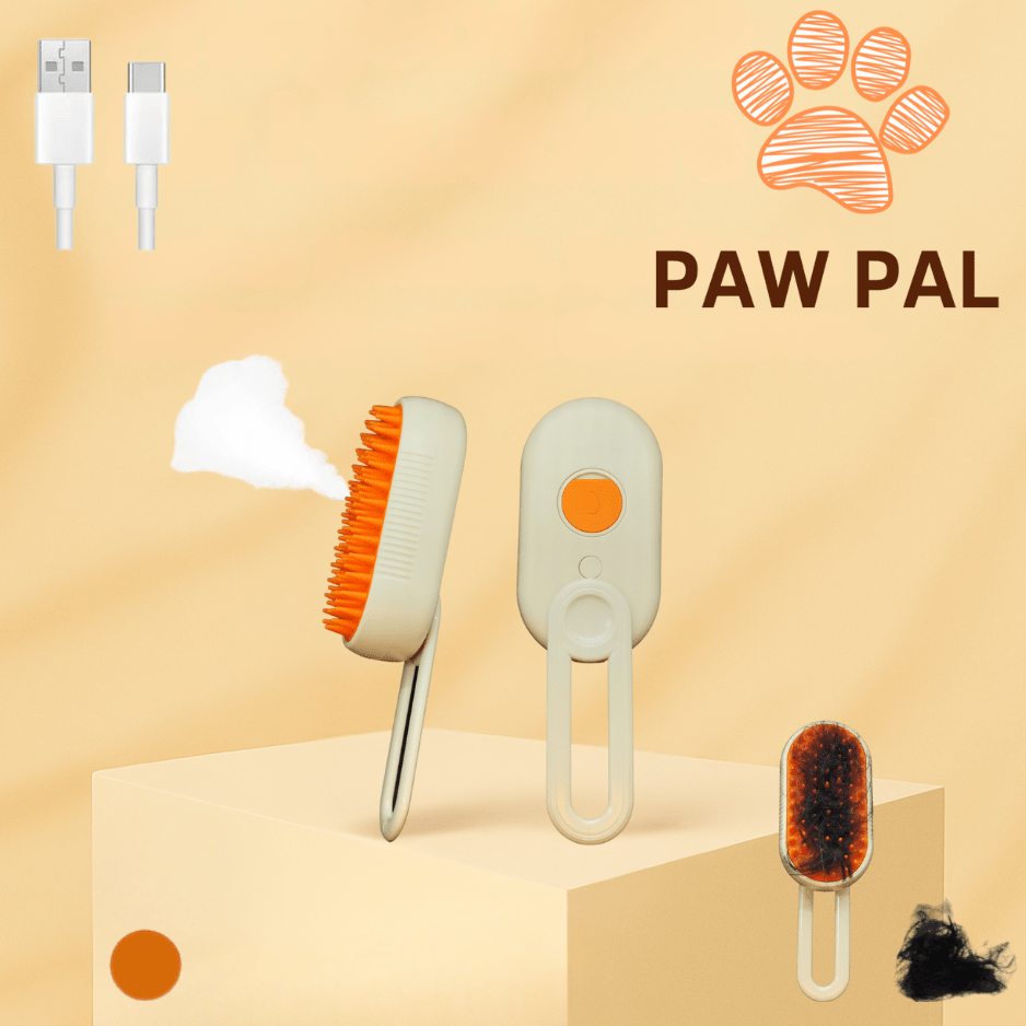 3 - in - 1 Elektrische Dampfpflegebürste für Katzen & Hunde von Paw Pal – Hochwertige Tierpflege für Hunde & Katzen | Sanftes Bürsten, Entwirren & Fellglanz