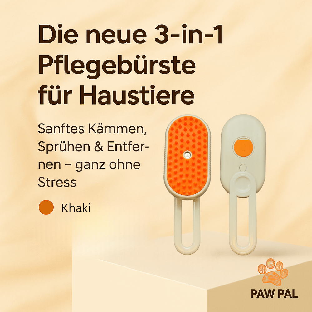 3 - in - 1 Elektrische Dampfpflegebürste für Katzen & Hunde von Paw Pal – Hochwertige Tierpflege für Hunde & Katzen | Sanftes Bürsten, Entwirren & Fellglanz